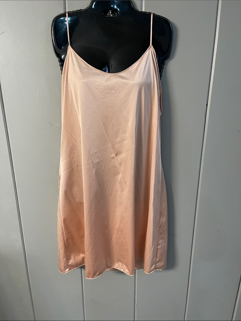 Vintage Vanity Fair Slip Nude Satin Nylon Sissy Romantic Modest Under Garment